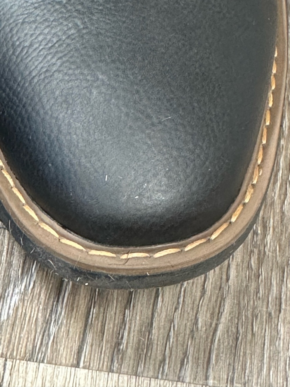 Perry Ellis Black Leather Lace-Up Derby Shoes with Tan Welt - Picture 8 of 9